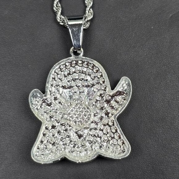 🎃 Silver Sparkling Ghost Pendant Necklace (NWOT) - Picture 3 of 7